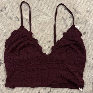 Free People Deep Burgundy Lace Trim Cropped Brami